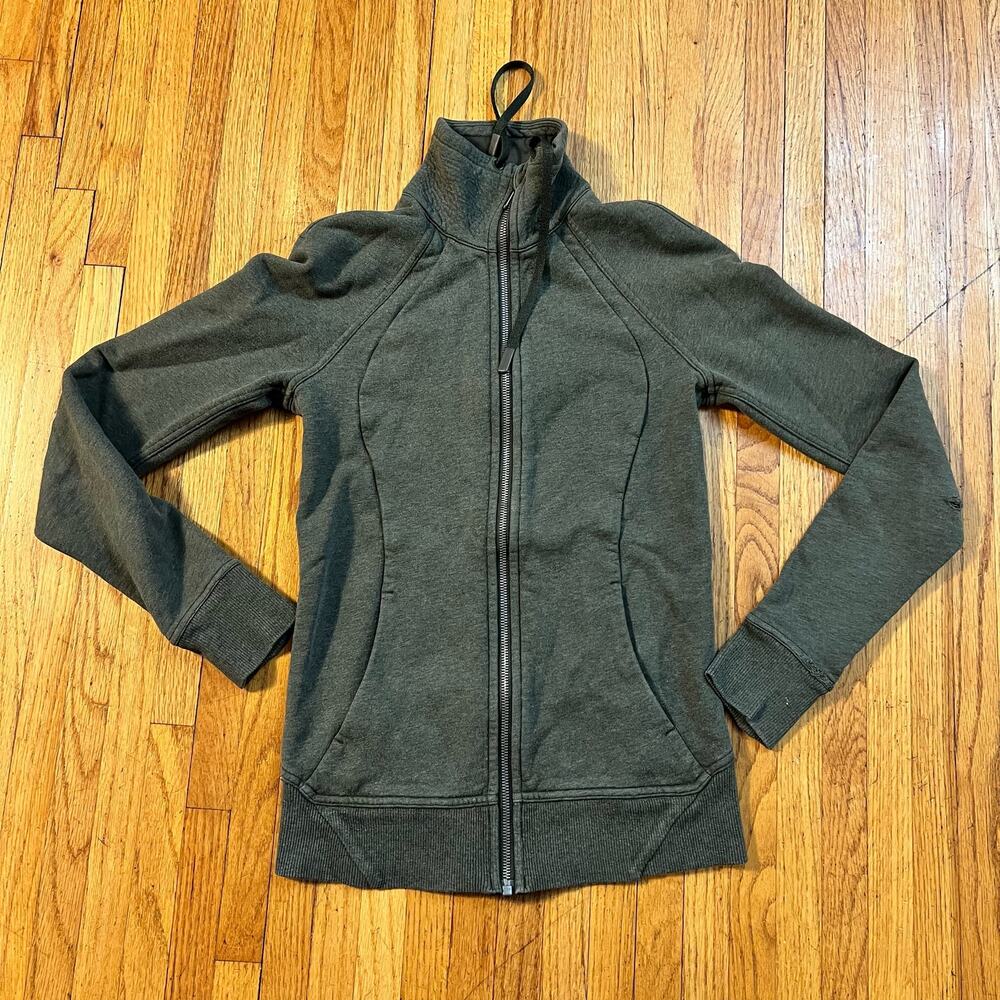 Lululemon Hustle & Huddle Full Zip Sweatshirt Womens 2 Green Jacket W4AVDS *